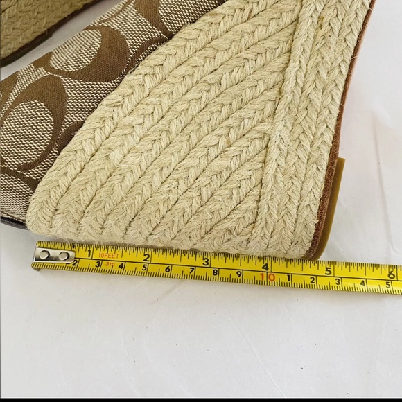 Coach Signature Logo Khaki Wedge Espadrille Size 9 - Picture 7 of 9